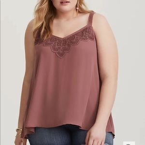 Torrid Walnut Crochet Georgette Swing Cami 2X